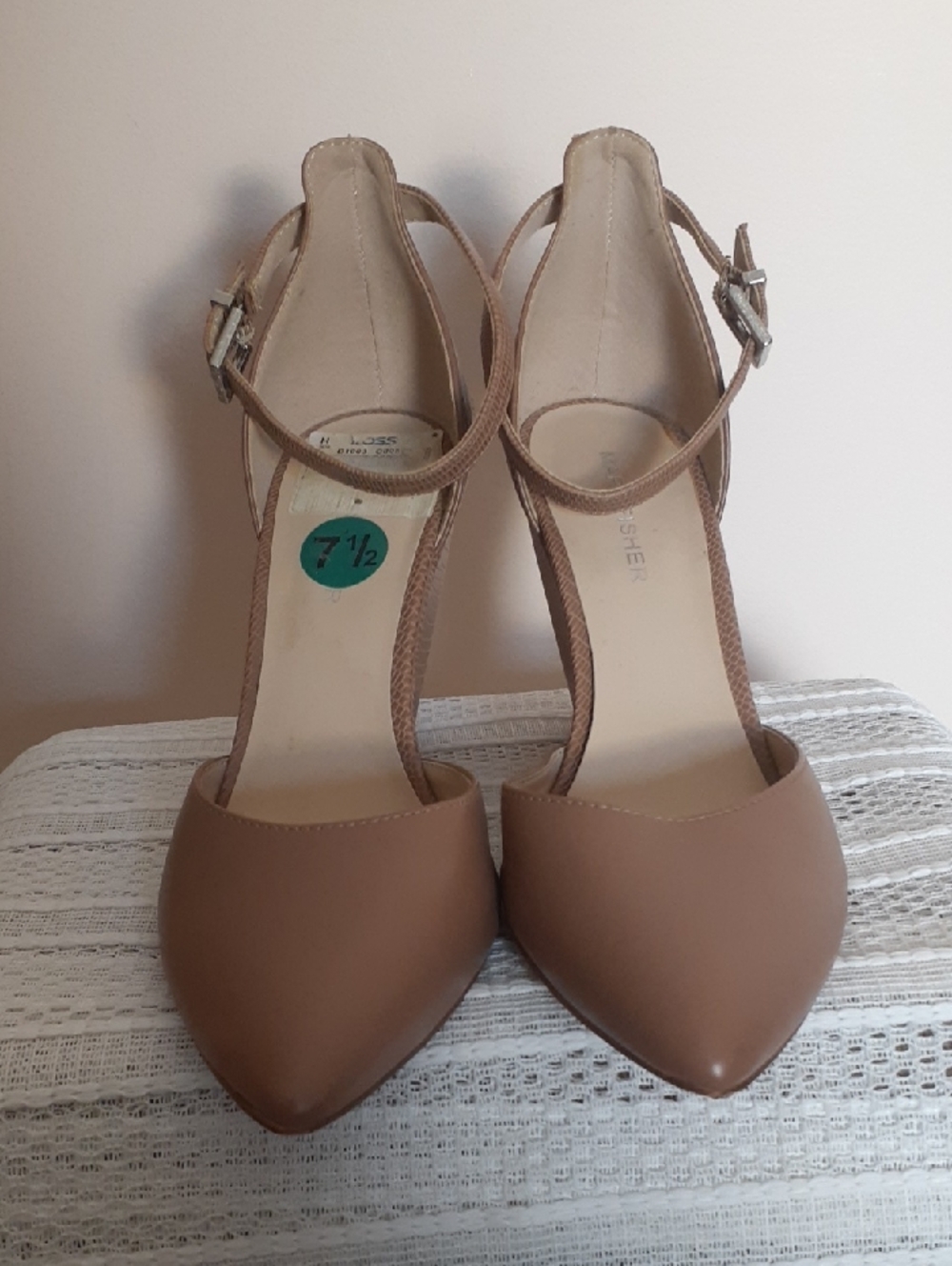 Marc Fisher Wedge Nude/Tan Pointed Toe Ankle Strap Heels